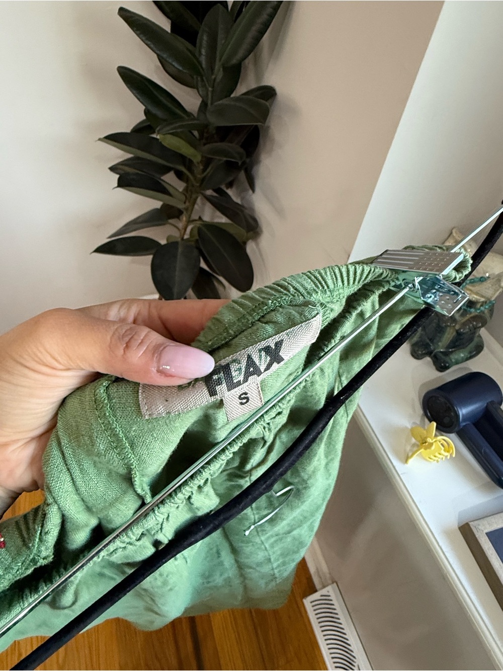 FLAX 100% Linen Green Midi Skirt Size Small Elastic Waist Minimalist - Picture 4 of 5
